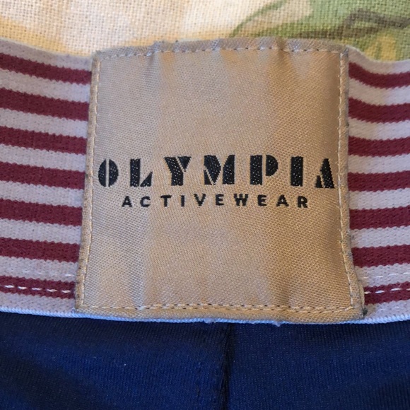 OLYMPIA ACTIVEWEAR size Medium Legging Blue Diamond Embroidered Stripe-Band USA - Picture 5 of 15